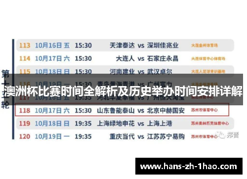 澳洲杯比赛时间全解析及历史举办时间安排详解 澳洲杯比赛时间全解析及历史举办时间安排详解